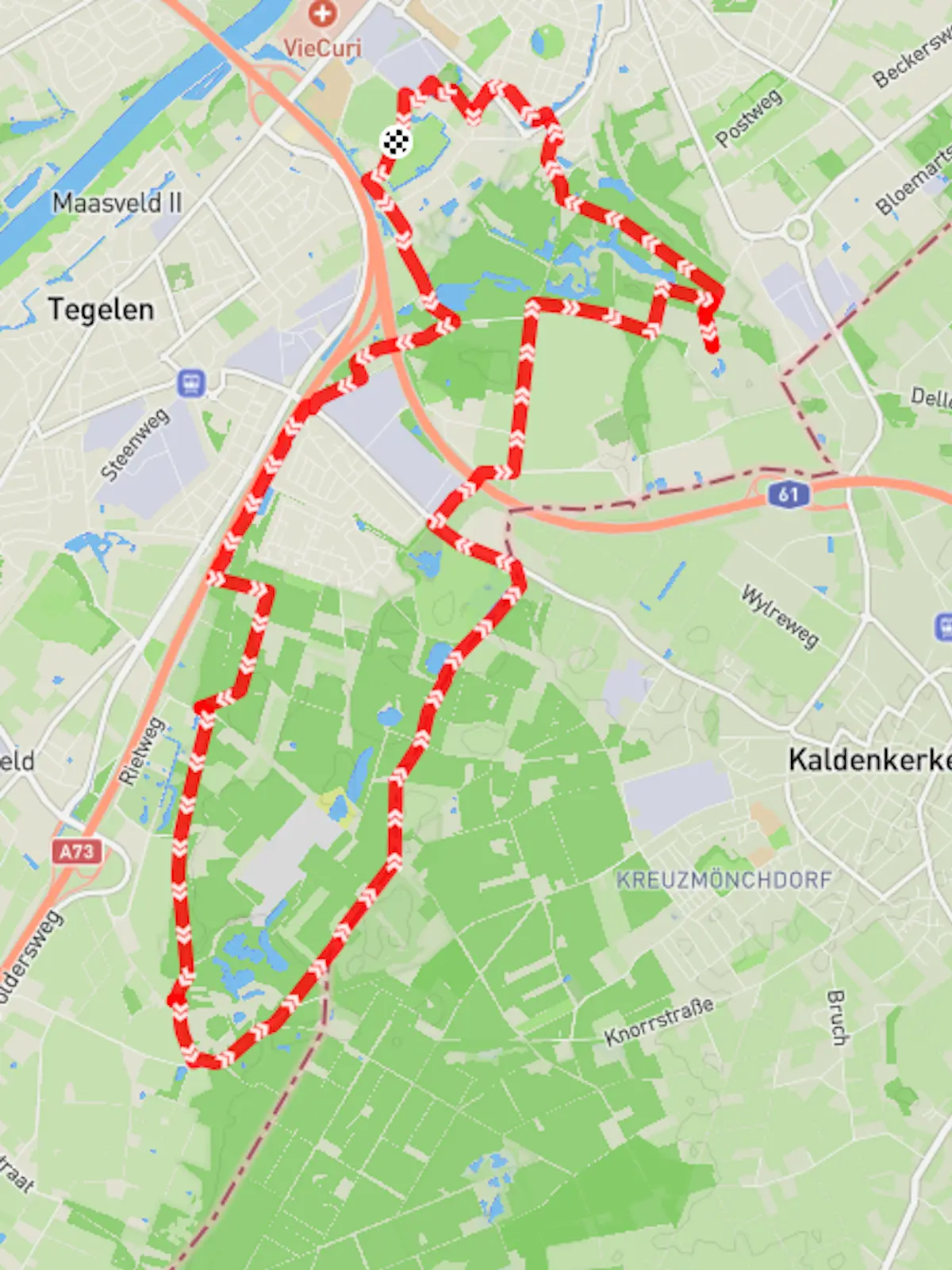 Routekaart 15 kilometer Berden Wandeltocht