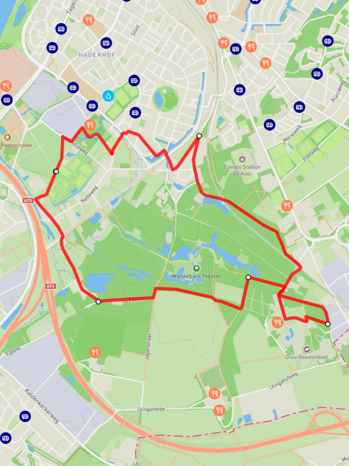 Routekaart 7,5 kilometer Berden Wandeltocht